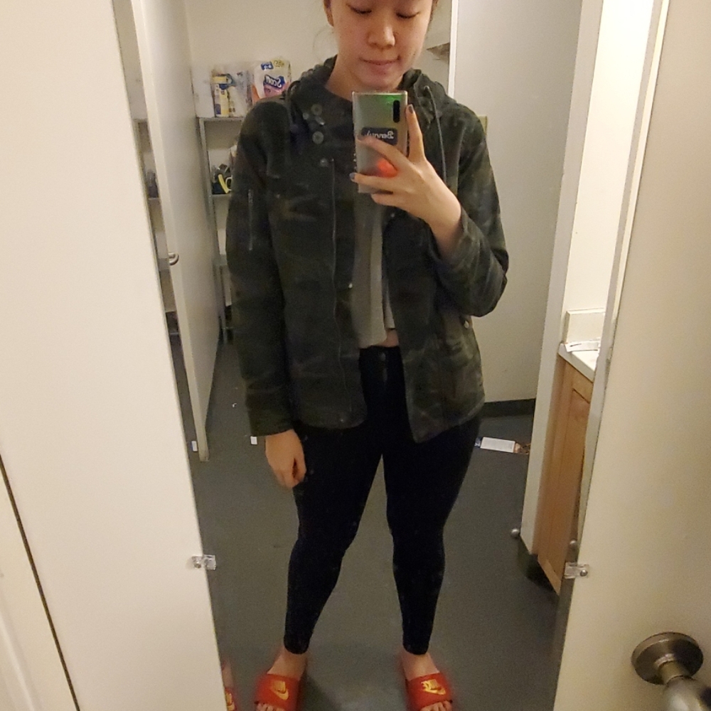 American Eagle camo floral "LOVE" jacket